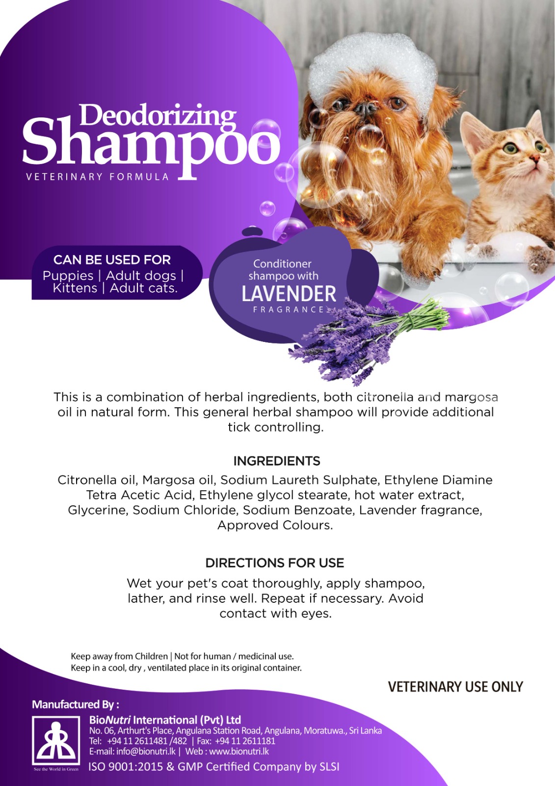 Deodorizing Shampoo Conditioner shampoo with Lavender Fragrance 200ml - Image 3
