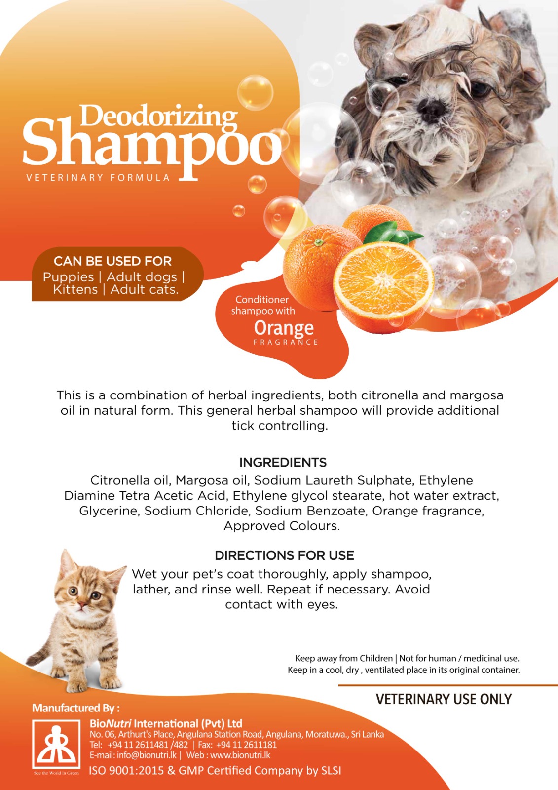 Deodorizing Shampoo Conditioner shampoo with Orange Fragrance 200ml - Image 4